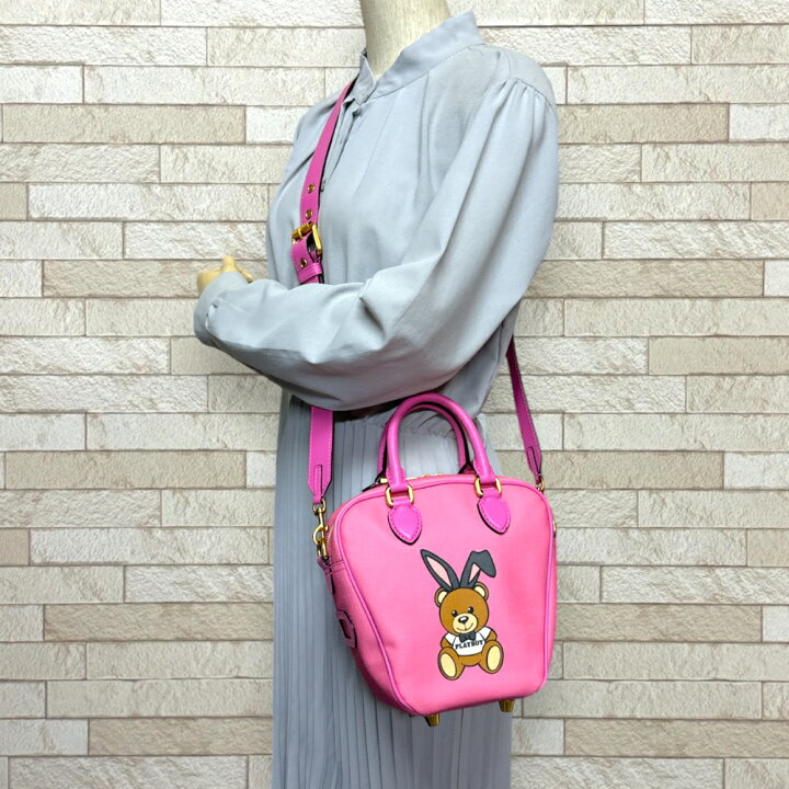 新品 MOSCHINO JEANS モスキーノ キャップ型 ミニバッグ ピンク 楽天 