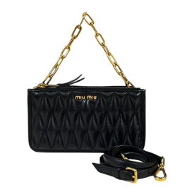 ミュウミュウ マテラッセ ショルダーバッグ ミュウミュウ レザー ブラック レディース MIUMIU 中古2way
