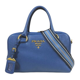 プラダ ミニボストン ヴィッテロ フェニックス ショルダーバッグ プラダ バッグ レザー 1BB086 ブルー レディース PRADA 中古2way