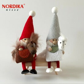 NORDIKA nisse ノルディカニッセ 2025 馬を抱えたサンタ 干支シリーズ Nordika Design ノルディカデザイン 木製 人形 ハンドメイド 午 置物 北欧 かわいい エストニア 北欧雑貨 北欧グッズ インテリア おしゃれ プレゼント クリスマス Xmas