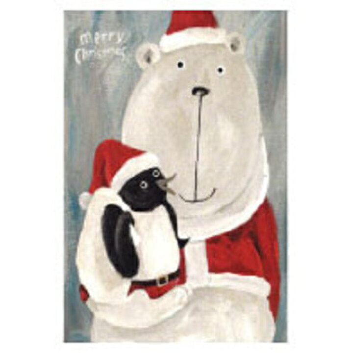 楽天市場 クリスマスポストカード 武内祐人 アイボリー Xmasカード サンタ トナカイ シロクマ ペンギン イラスト かわいい 可愛い おしゃれ メッセージカード インテリアアートhygge