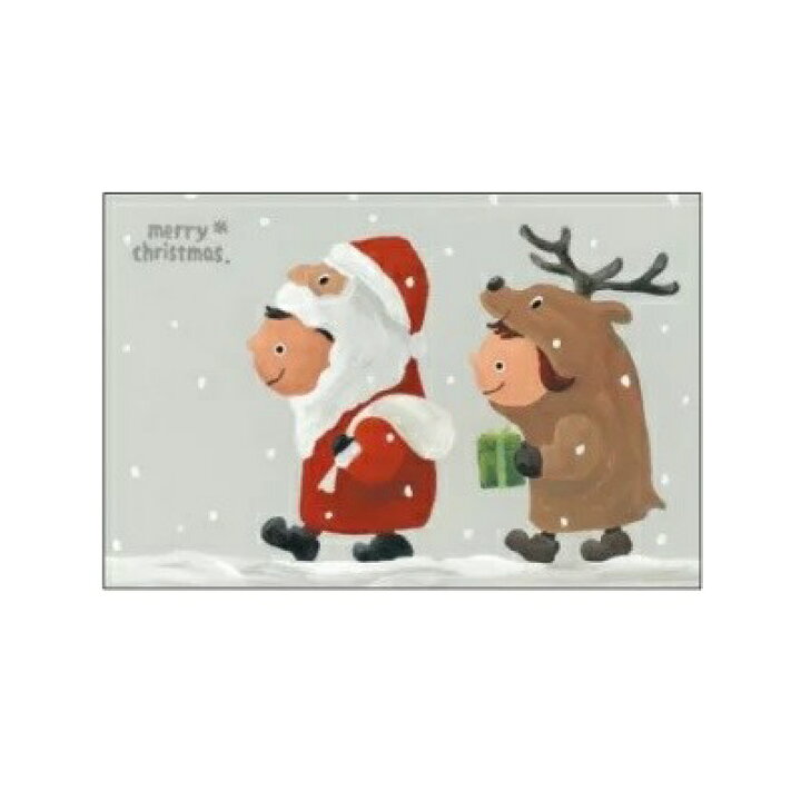 楽天市場 クリスマスポストカード 武内祐人 アイボリー Xmasカード サンタ トナカイ シロクマ ペンギン イラスト かわいい 可愛い おしゃれ メッセージカード インテリアアートhygge
