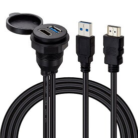 汎用 HDMI & USB 3.0 USBポート オーディオ 拡張パネル USB 3.0 ミラーリング HDMI映像入力 スイッチパネル 増設 USB電源 スイッチホール ダッシュボード 2m ジムニー/スイフト コンソールパネル 送料無料