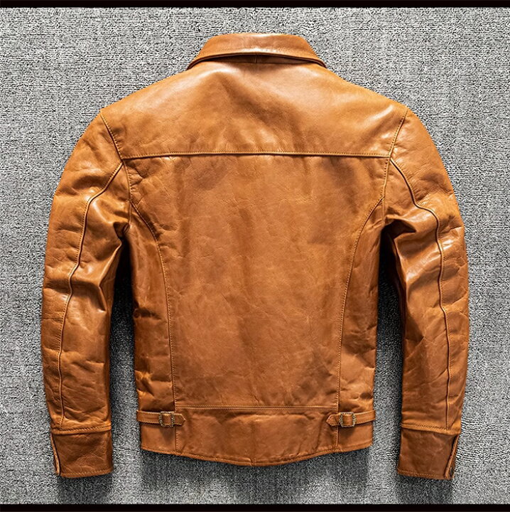 楽天市場】S~4XL 高級感 本革ジャケット メンズ 牛革 折襟 細身 レザー 