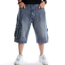 【限定sale】デニム風 ハーフパンツ メンズ ショートカーゴパンツ デニムパンツ ジーンズ カーゴパンツ カジュアル 作業着 ポケット かっこいい 半ズボン 夏 大きいサイズ