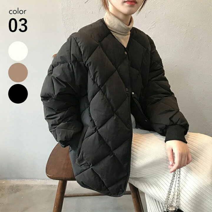 楽天市場】ノーカラー キルティング ジャケット レディース アウター 
