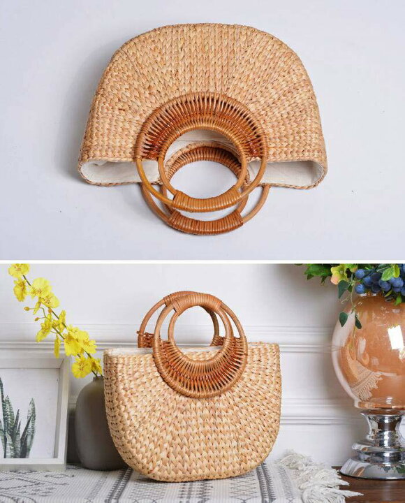 楽天市場】【高品質】ハンドメイド ウッドハンドルカゴバッグ  