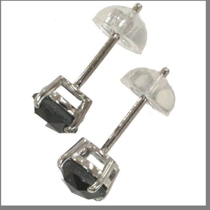 楽天市場】K18WG ブラックダイヤ ピアス （1.20ct 4本爪） ブラック