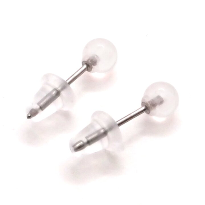 楽天市場】純チタン ローズクォーツ ピアス （丸玉 4mm） 金属 