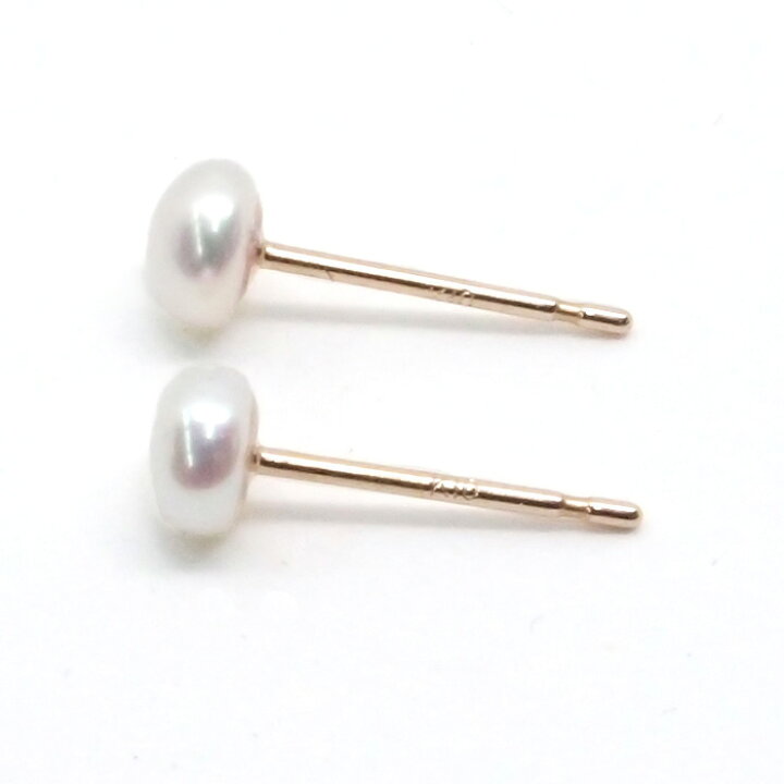楽天市場】淡水 パール ピアス （K10PG ボタン 4mm） 淡水真珠 パール 
