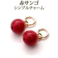 赤珊瑚 約6mm シンプル ピアス チャーム 1ペア アクセサリー サンゴ 赤サンゴ レッド コーラル 3月 誕生…
