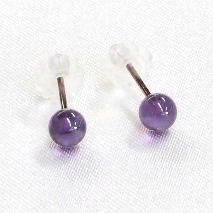 楽天市場】純チタン アメジスト ピアス （丸玉 4mm） アレルギーフリー 
