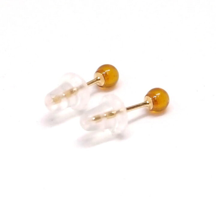 楽天市場】K18 琥珀 ピアス （丸玉 3mm） コハク アンバー ピアス 18金 