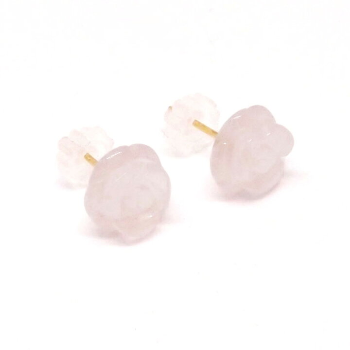 楽天市場】【再入荷】18金 ローズクォーツ 薔薇 ピアス 18K K18 花びら  