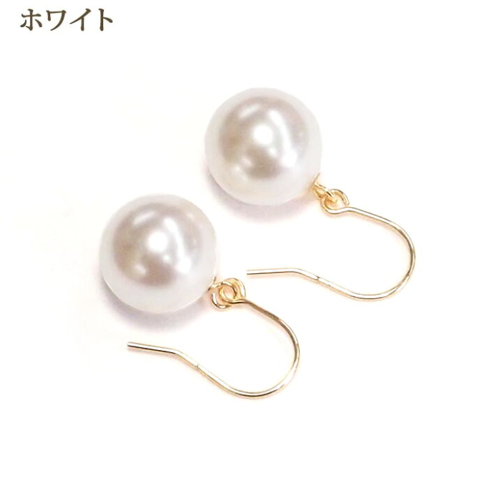 楽天市場】18金 クリスタル パール ピアス フック 8mm 18K K18 
