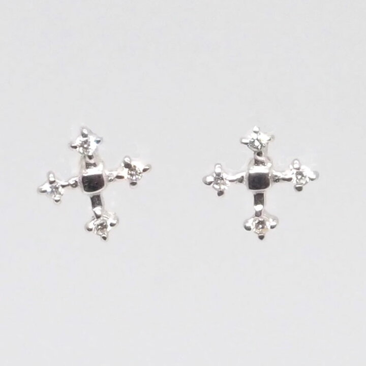 楽天市場】K14WG ダイヤモンド ピアス （クロス 0.04ct） ダイヤ  