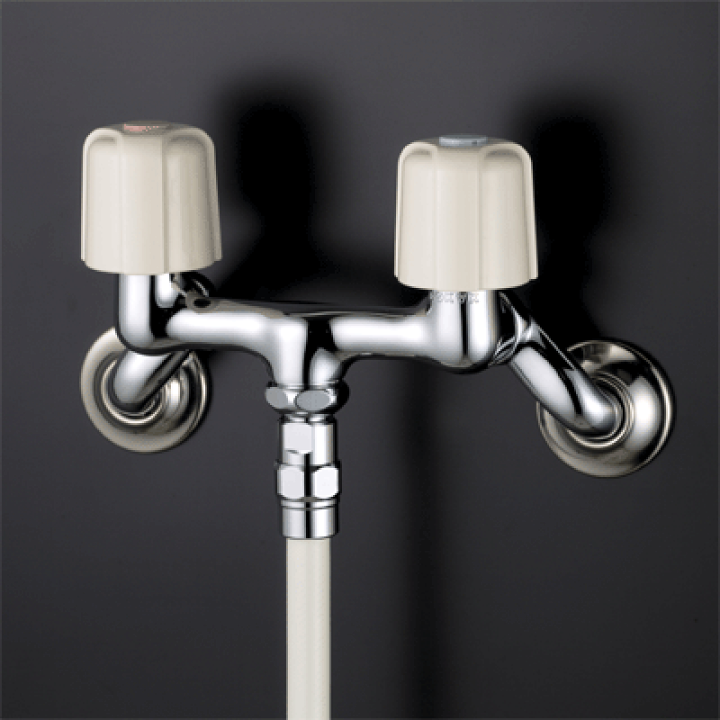 楽天市場】【KM13N2F】 《TKF》 KVK 2ハンドル混合 バス水栓 壁 2