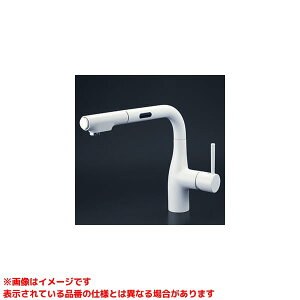 【KM6111ECM4】 《TKF》 KVK シングルレバー式シャワー付混合栓(センサー付)(eレバー)マットホワイト ωζ0