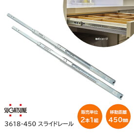 【土日祝発送可】スガツネ工業 3618-450 左右1組(2本入り) LAMP 3段引きスライドレール 横付けタイプ 幅36mm 長さ450mm 完全スライド 光沢クロメート処理 引き出し DIY【神奈川倉庫発送】