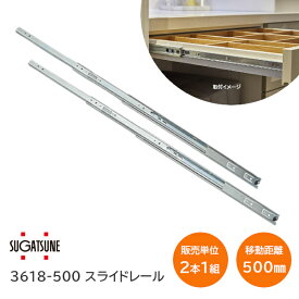 【土日祝発送可】スガツネ工業 3618-500 左右1組(2本入り) LAMP 3段引きスライドレール 横付けタイプ 幅36mm 長さ500mm 完全スライド 光沢クロメート処理 引き出し DIY【神奈川倉庫発送】