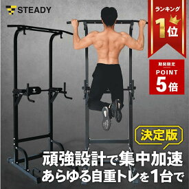 ＼1/20〜 ポイント5倍／懸垂マシン 耐荷重150kg 懸垂 ぶら下がり健康器 健康器具 チンニングスタンド 懸垂器具 懸垂スタンド チンニングバー ディップススタンド 多機能ハンドル 懸垂バー【1年保証】 STEADY ステディ ST115