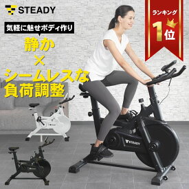 スピンバイク 静音 非接触Airホイール 室内 エアロバイク 連続100分 図書館より静か 水平アジャスター ダイエット フィットネスバイク トレーニング 家庭用 自転車 【1年保証】STEADY ステディ ST128