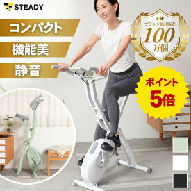 【◆P5倍＆LINE追加全員5%OFF】フィットネスバイク 静音 折りたたみ 小型 ルームバイク 独自開発の非接触式airホイール 負荷16段階 室内 ダイエット トレーニング スピンバイク エアロバイク 専用モニター【1年保証】STEADY ST102