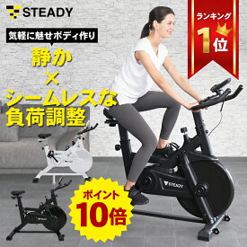 【◆P10倍＆LINE追加全員5%OFF】スピンバイク 静音 非接触Airホイール 室内 エアロバイク 連続100分 図書館より静か 水平アジャスター ダイエット フィットネスバイク トレーニング 家庭用 自転車 【1年保証】STEADY ステディ ST128