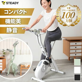 【ブランド累計100万個突破】【1年保証】フィットネスバイク 静音 折りたたみ 小型 ルームバイク 独自開発の非接触式airホイール 負荷16段階 室内 ダイエット トレーニング スピンバイク エアロバイク 専用モニターSTEADY ST102