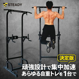 懸垂マシン 多機能ハンドル (特許庁実案) 耐荷重150kg 【保証最大500日】 懸垂 STEADY ステディ ぶら下がり健康器 健康器具 チンニングスタンド 懸垂器具 懸垂スタンド チンニングバー ディップススタンド ST115