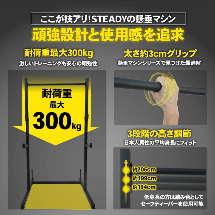 楽天市場】懸垂マシン ラック型 耐荷重300kg 25段階調整 本格BIG3 