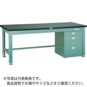 TRUSCO 中荷重作業台(2000kg)DW型 1800X900XH740 3段ワゴン付 グリーン色 ( RDW-1809UDC111 ) トラスコ中山(株)
