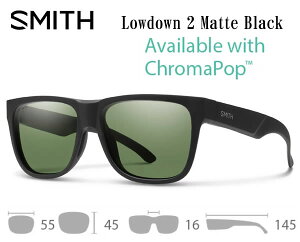 SMITH �X�~�X Lowdown2 ���[�_�E��2 �N���}�|�b�v�Ό� �i�t���[���J���[�FMatte Black�A�����Y�J���[�FGray-Green�jChromaPop Polarized Mirror�@�t�B�b�V���O