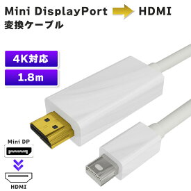 Mini DisplayPort HDMI 4K対応 ミニディスプレイポート ケーブル HDMI変換ケーブル Port HDMI 1.8m Apple Macbook