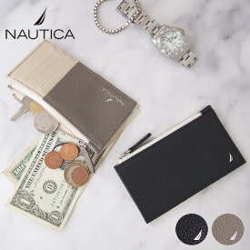 NAUTICA ノーティカ コンパクト財布 スピンネーカーメタルロゴシリーズ 牛革 紳士服小物 紳士小物 メンズ おしゃれ レディースシュリンク 持ち運びやすい 携帯 レザー フラグメントケース 薄型 ブラック グレー 送料無料 4NT0014