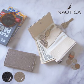 NAUTICA ノーティカ コンパクト財布 スピンネーカー キーケース メタルロゴシリーズ 牛革 紳士服小物 紳士小物 メンズ おしゃれ レディースシュリンク 持ち運びやすい 携帯 レザー 薄型 ブラック グレー 送料無料 4NT0015
