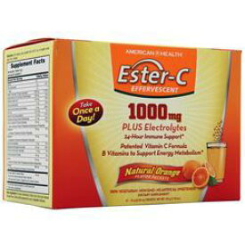 American Health, Ester-C（エスターC）発泡性　天然オレンジ味、1,000mg、21袋、各10g（0.35オンス）