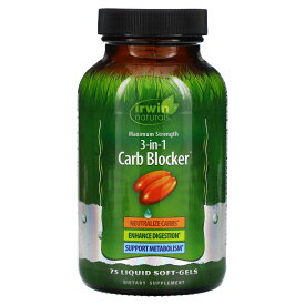 Irwin Naturals　3-In-1 カーボ ブロッカー(Carb Blocker) 最強カーブ ブロッカー 液体ソフトジェル 75粒