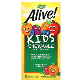 NATURE'S WAY社　Alive!（アライブ！）子ども用チュアブルマルチビタミン オレンジ＋ベリーフルーツ味　チュアブルタブレット120粒