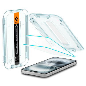 Spigen iPhone 16/iPhone 15 �K���X�t�B���� 9H�d�x�����K���X �\��t���L�b�g�t�� iPhone16/iPhone15�Ή� �ی�t�B���� �i�m�R�[�e�B���O ��U�h�~ 2���� EZ Fit �X����