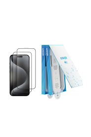 Anker Easy Fit ガラスフィルムキット (HD, iPhone 16 Pro) 2枚セット 保護フィルム 落下保護 浮き/気泡なし 指紋防止 超スムーズ 米軍MIL規格 高耐久性 自動吸着 硬度9H 簡単取り付け 8K Ultra HD