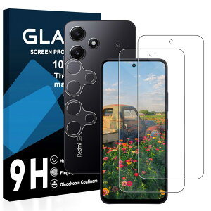 【2枚液晶フィルム+2枚レンズフィルム】 Xiaomi Redmi 12 5G ガラスフィルム 国産旭硝子AGC素材 レッドミ12 XIG03 保護フィルム 【 硬度9H 国産旭硝子AGC素材 気泡ゼロ 飛散防止 指紋防止 高感度 衝撃
