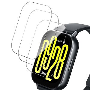 【3枚入り】For Redmi Watch 5 Active フィルム 強化ガラス 高透過率 高タッチ感 Greerass 保護フィルム 旭硝子素材 飛散防止 衝撃吸収 撥水撥油 指紋防止 自動吸着 気泡レス 貼り付け簡単 Redmi Watch 5 A