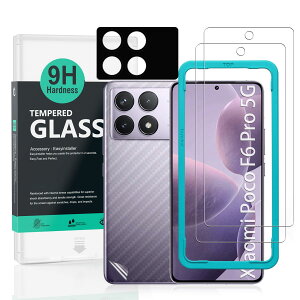 IBYWIND XN[veN^[ 2 pbN Xiaomi Poco F6 Pro 5G 6.67 C` (Poco F6 5G ɂ͑Ή܂)Adx 9H KXAJYveN^[ 1 tAwʃJ[{t@Co[tB