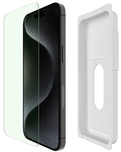 �yApple���F�K���X�t�B�����zBelkin iPhone 15 Pro Max�p UltraGlass 2�ی�K���X�t�B���� �u���[���C�g�J�b�g �������K���X �R�� 0.29mm �ȒP��t�L�b�g�t�� OVA142zz