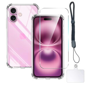 Ή iphone16 P[X NA P[X apple iphone16Jo[ TPU یP[X Jo[w + apple iphone16 KXtB ACtH16 tB {Ɏq tB pق16KX dx9H 