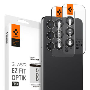 Spigen Galaxy S24 �J�����ی�t�B���� �u���b�N 2�Z�b�g �\��t���L�b�g�t�� �����ߗ� �d�x9H �ϏՌ� �M�����N�V�[ S24 �Ή� �����Y�ی�t�B���� EZ Fit Optik Pro