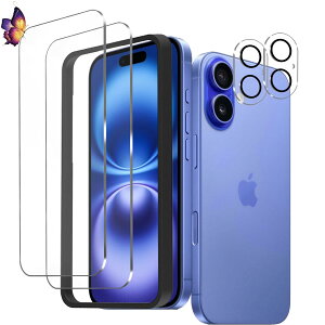 �y2+2���Z�b�g�ziphone 16 �p�̃K���X�t�B�����i2���j+�J�����t�B�����i2���jiphone16 �p�� �t�C���� �����t���ی�t�B���� �����^�b�`�\�t��/�C�A�[��/�P�[�X�Ɗ�����/�d�x9H/��U�h�~/�w��h