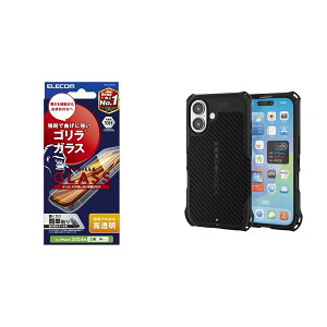 �y�ϏՌ��P�[�X�Z�b�g�z �G���R�� iPhone 16 �K���X�t�B���� �����K���X �S�����K���X �d�x10H �w�䂪���Ȃ� 0.21mm �C�A������Ȃ� �y�K�C�h�g�t���z PM-A24AFLGO + �G���R�� iPhone 16 �P�[�X �Ϗ�