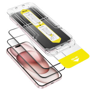 JETech iPhone 15 6.1C`p tSʕیtB 10bŒȒPCXg[ XebvgCt CA KX HDNA 2Zbg